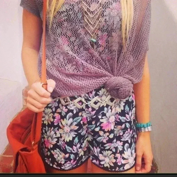 LF Millau Boho Blue & White Open Knit Mesh Dolman Top - Picture 8 of 10